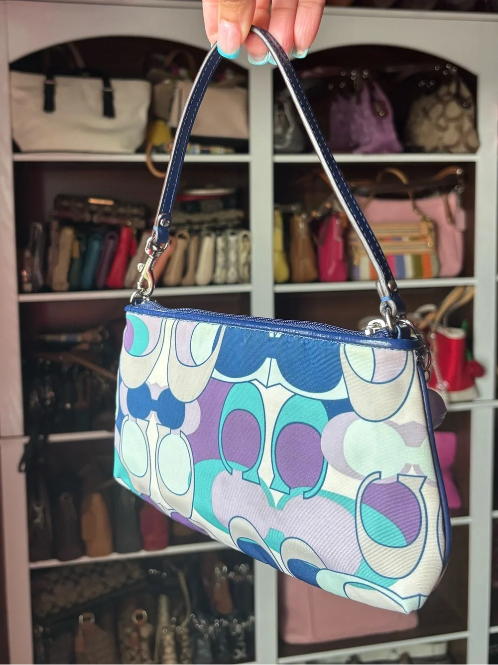 COACH Ashley Scarf Print Wristlet Mini Bag - Picture 8 of 13